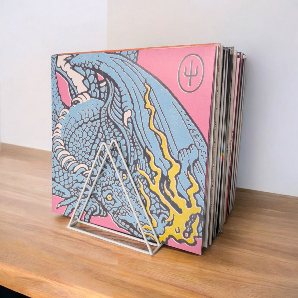 Minimalist Vinyl Record Rack - White Steel | Holds 25+ LPs