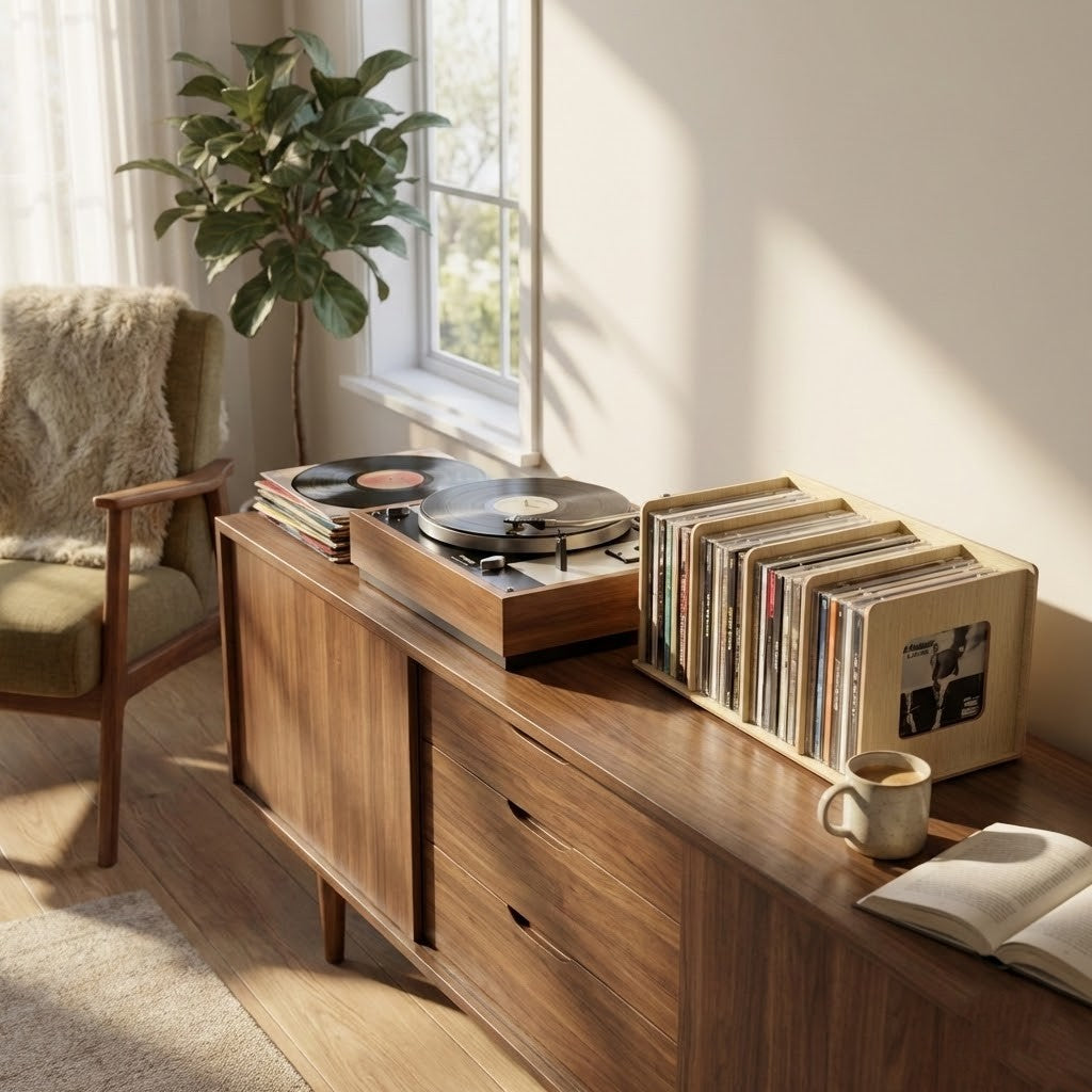 Natural Finish Bamboo CD Storage Rack | Stylish CD Display | Vin Up