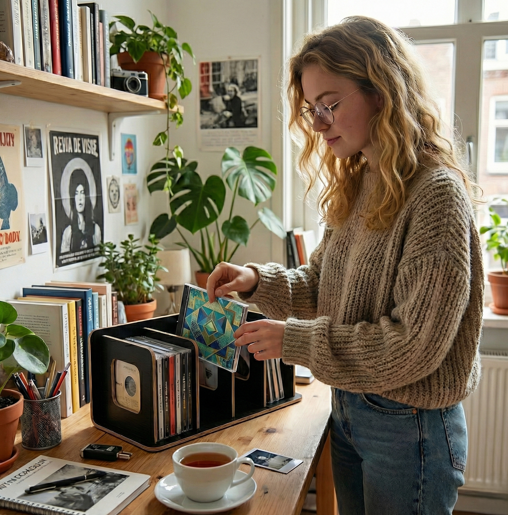 Black Bamboo CD Storage Rack | Minimalist & Stylish Disc Organiser