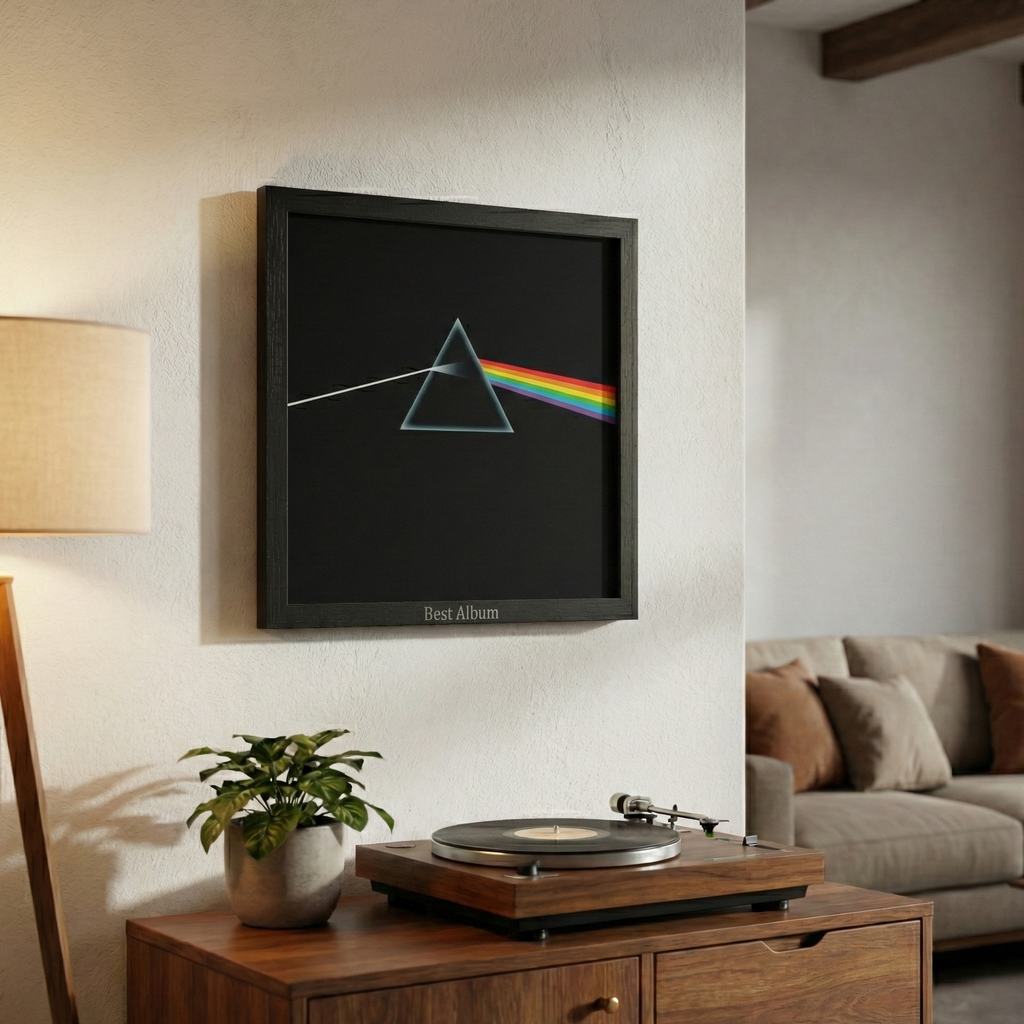 Black Wood Vinyl Record Frame | 12" LP Album Display | Scandi Style