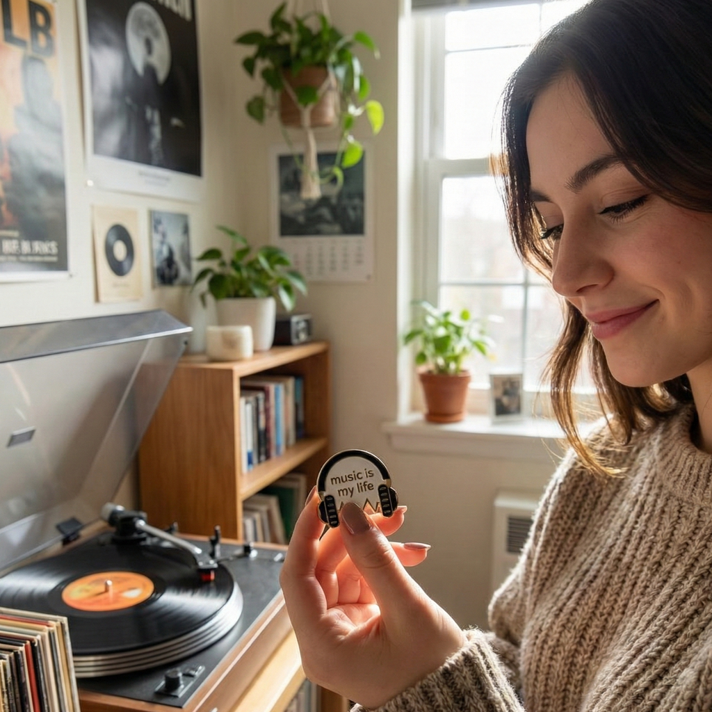 Retro Turntable Pin | Accessory for Vinyl Lovers